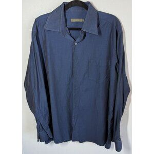 Ermenegildo Zegna Mens Button Up Shirt XL Blue 100% Cotton